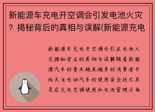新能源车充电开空调会引发电池火灾？揭秘背后的真相与误解(新能源充电中可以开空调吗)
